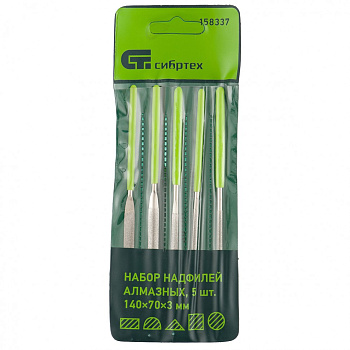 Набор надфилей алмазных, 140 х 70 х 3 мм, 5 шт Сибртех Набор надфилей алмазных, 140 х 70 х 3 мм, 5 шт Сибртех