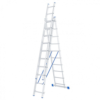 Лестница, 3 х 10 ступеней, алюминиевая, трехсекционная, Россия, Сибртех