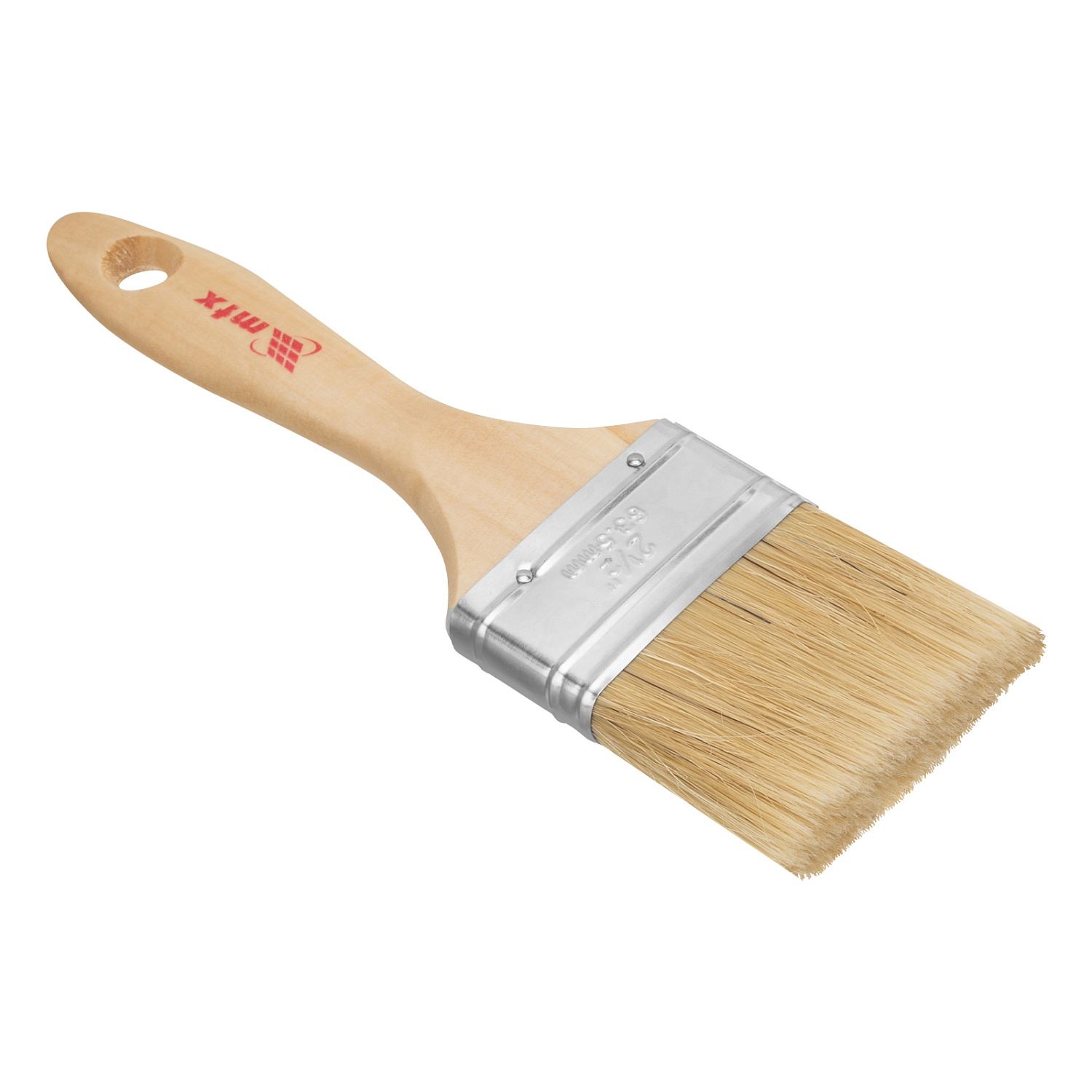 Кисть плоская "Евро" 2,5", натуральная щетина, деревянная ручка// MTX