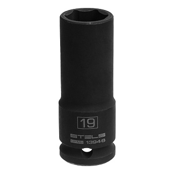Головка ударная удлиненная шестигранная, 19 мм, 1/2, CrMo Stels Головка ударная удлиненная шестигранная, 19 мм, 1/2, CrMo Stels