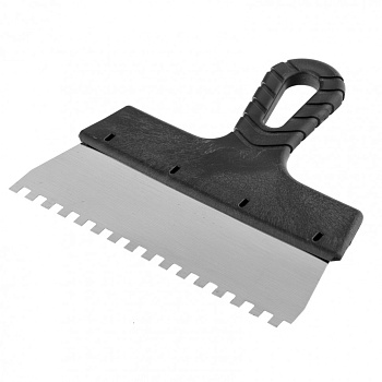 Шпатель из нержавеющей стали, 200 мм, зуб 6х6 мм, пластмассовая ручка // Sparta