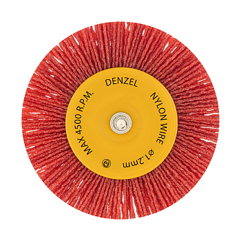 Щетка для дрели, 100 мм, Плоская, со шпилькой, нейлоновая щетина Denzel