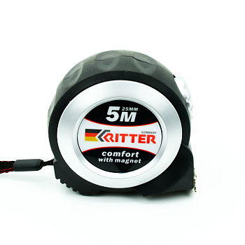 Рулетка Ritter Comfort измерительная  5м х 25мм, автостоп, магнит, обрезиненная ударопрочная