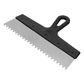 Шпатель из нержавеющей стали, 300 мм, зуб 6х6 мм, пластмассовая ручка// Сибртех