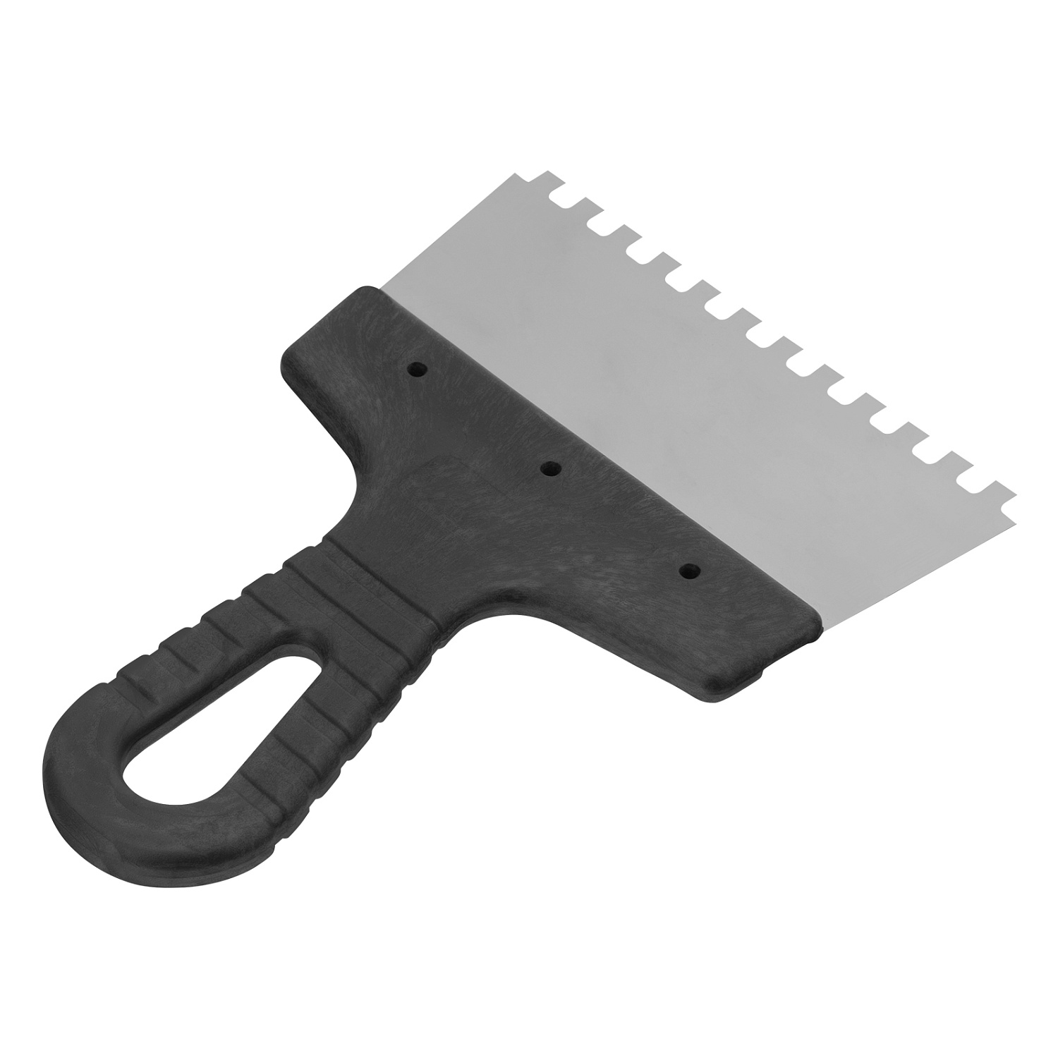 Шпатель из нержавеющей стали, 150 мм, зуб 6х6 мм, пластмассовая ручка// Сибртех