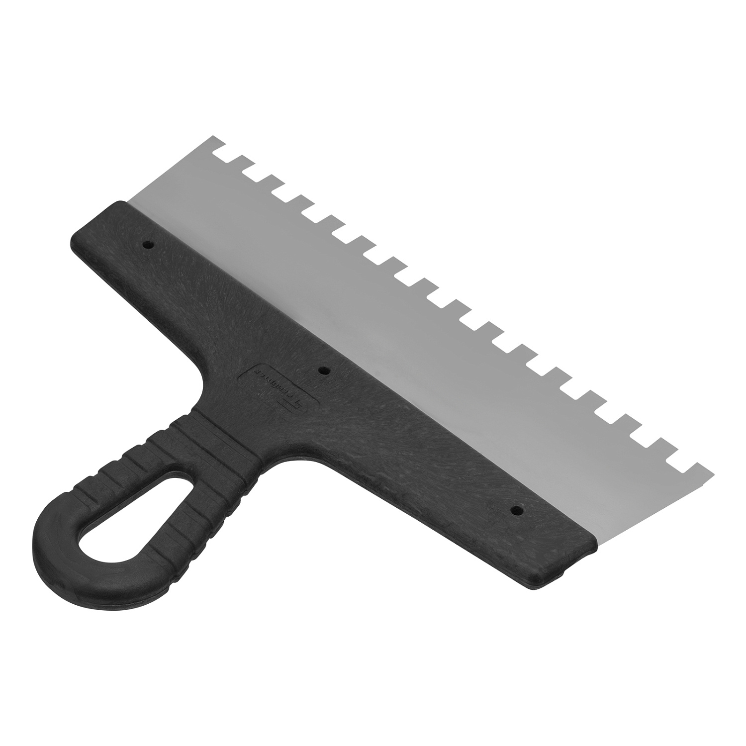 Шпатель из нержавеющей стали, 250 мм, зуб 8х8 мм, пластмассовая ручка// Сибртех