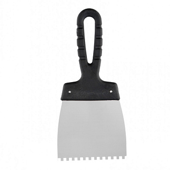 Шпатель из нержавеющей стали, 100 мм, зуб 4х4 мм, пластмассовая ручка // Sparta