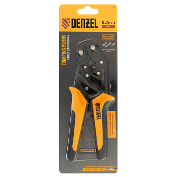 Клещи для обжима неизолированных наконечников НК и НВ, разъемов РП, 0,25 - 2,5 мм2 Denzel