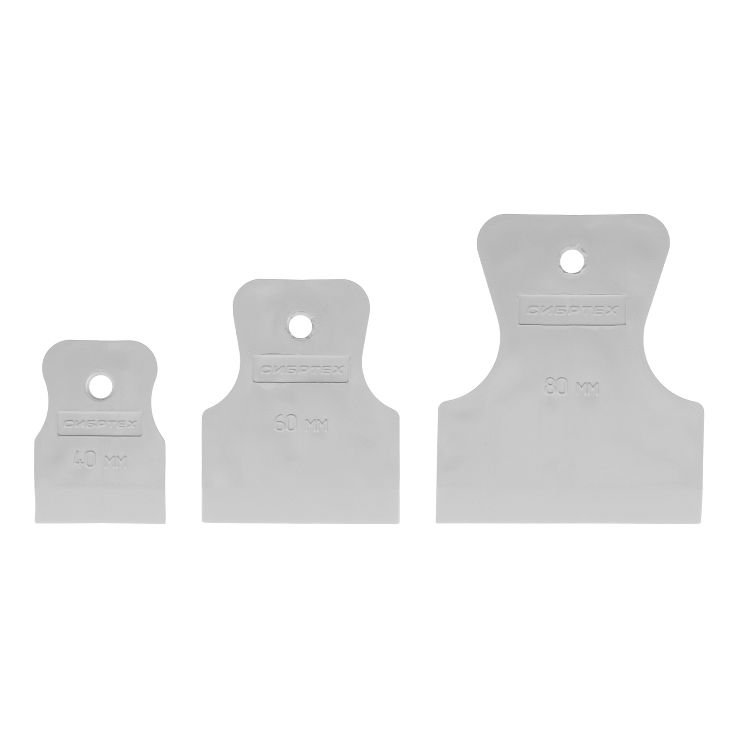 Набор шпателей 40-60-80 мм, белая резина, 3 шт. Россия// Сибртех