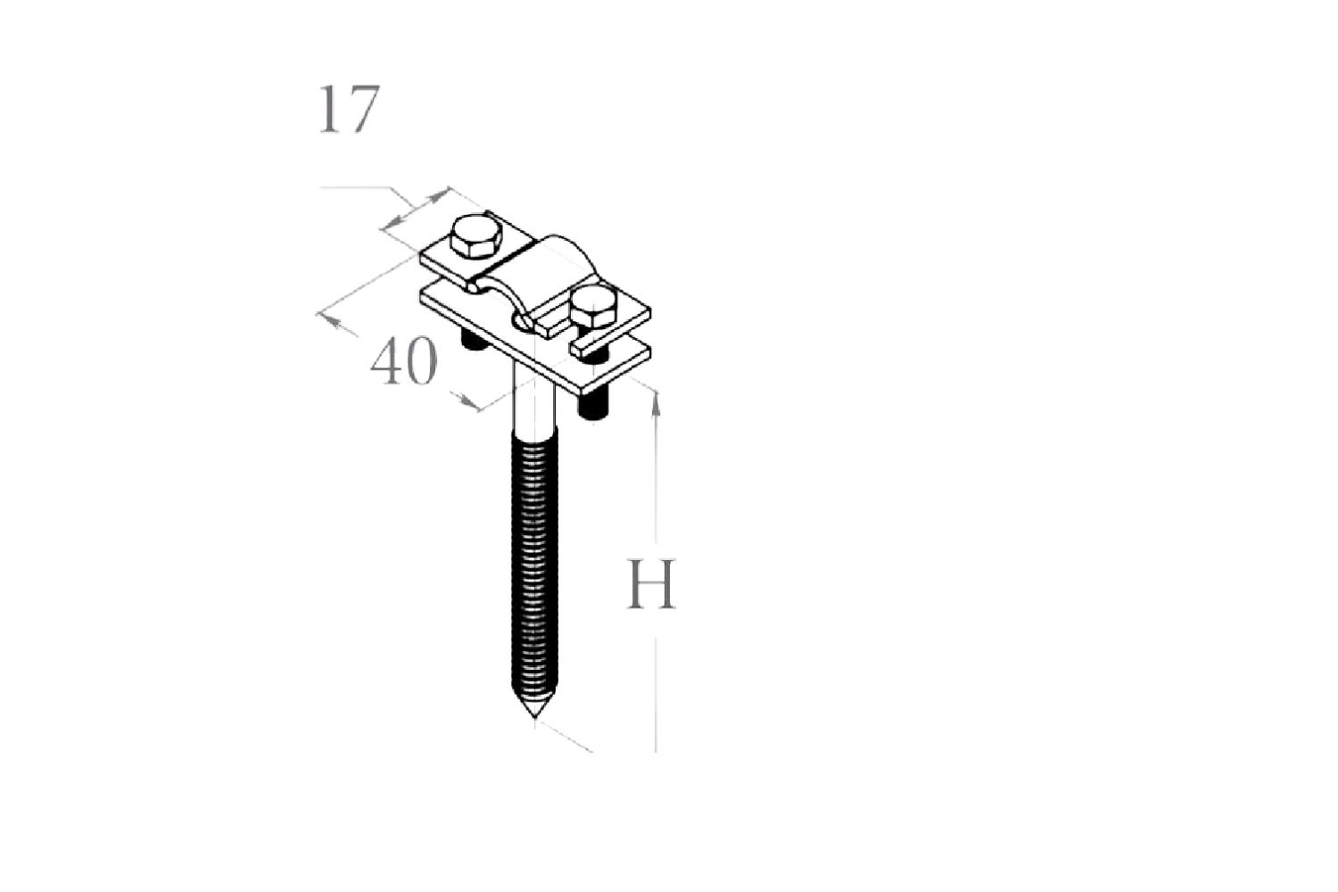 Держатель проволоки вкручиваемый, L - 8 (см), материал изготовления - сталь с гальваническим покрытием, диаметр проволоки - 6-10 (мм)