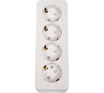 BLANCA О/У РОЗЕТКА 4-я с заземл. со шторками ИЗОЛ.ПЛ.,16А, 250В, БЕЛЫЙ