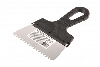 Шпатель из нержавеющей стали, 150 мм, зуб 4х4 мм, пластмассовая ручка // Sparta