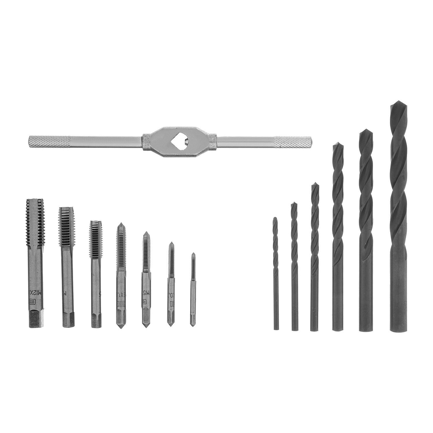 Набор сверл 2.5-10.2, метчиков М3-М12, 15 предметов Сибртех