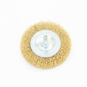 Кордщетка Bohrer дисковая "Колесо" латунированная мягкая 75 мм (толщ. проволоки 0,3 мм) для дрели (в блистере) (120/10/1)