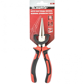 Круглогубцы Nickel, 160 мм, никелированные, двухкомпонентные рукоятки Matrix Круглогубцы Nickel, 160 мм, никелированные, двухкомпонентные рукоятки Matrix