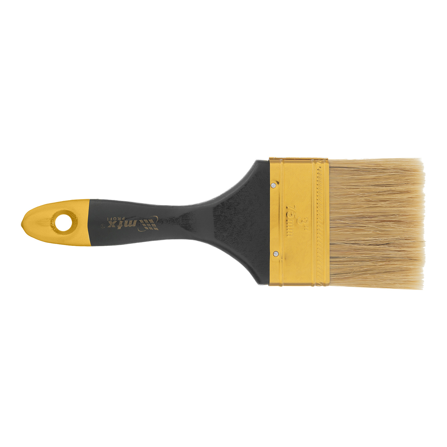 Кисть плоская "Профи" 3", натуральная щетина, деревянная ручка// MTX