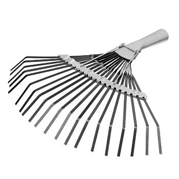 Грабли веерные стальные, 385 мм, 20 плоских зубьев, оксидированные, без черенка, Россия, Сибртех