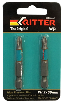 Бита Ritter WP PH 2x70 мм  магнитная (сталь S2) (2 шт. в блистерной упаковке)  Бита Ritter WP PH 2x70 мм  магнитная (сталь S2) (2 шт. в блистерной упаковке)