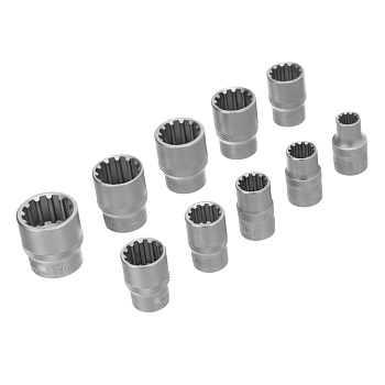 Набор универсальных торцевых головок, 3/8, SpLine, CrV, 10 шт, 8-19 мм Stels Набор универсальных торцевых головок, 3/8, SpLine, CrV, 10 шт, 8-19 мм Stels