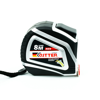 Рулетка Ritter Neo измерительная  8м х 25мм, автостоп, магнит, обёрнутое нейлоном утолщеное полотно, обрезиненная ударопрочная