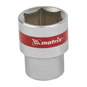 Головка торцевая, 22 мм, шестигранная, CrV, под квадрат 1/2, хромированная Matrix Головка торцевая, 22 мм, шестигранная, CrV, под квадрат 1/2, хромированная Matrix