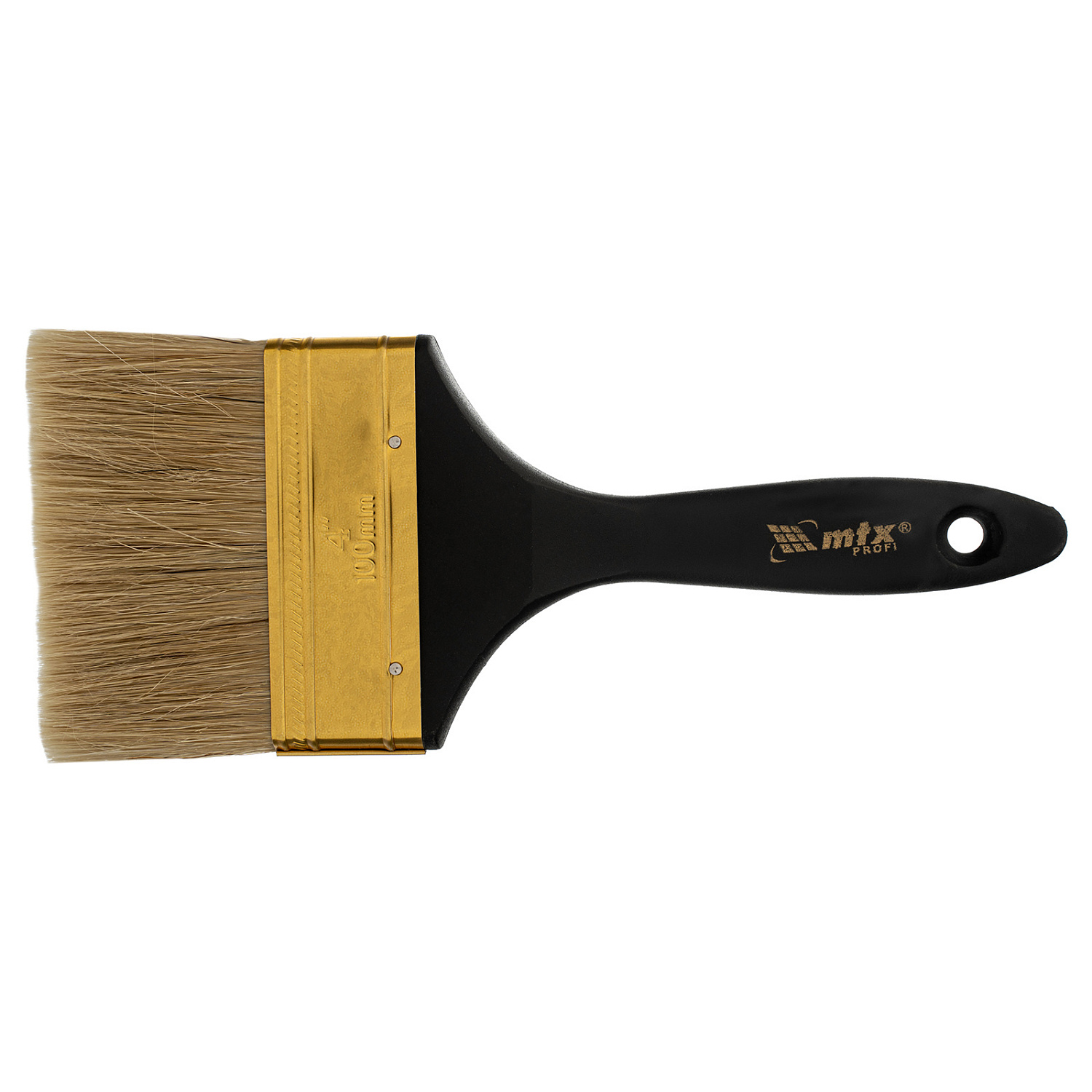 Кисть плоская "Профи" 4", натуральная щетина, пластмассовая ручка// MTX