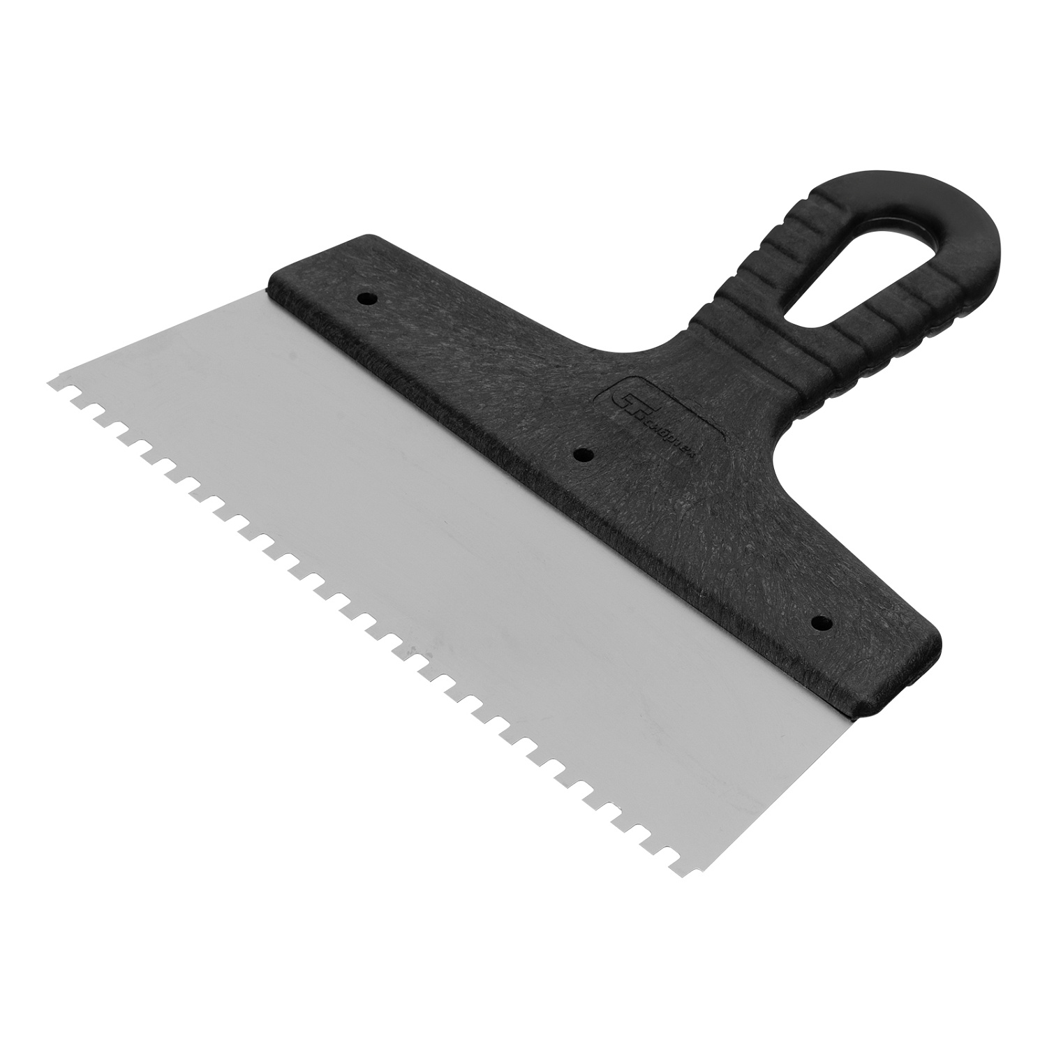 Шпатель из нержавеющей стали, 200 мм, зуб 4х4 мм, пластмассовая ручка// Сибртех