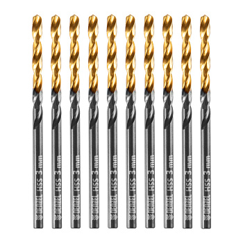 Сверло по металлу, 3 мм, HSS-Tin, Golden Tip, 10 шт. Denzel