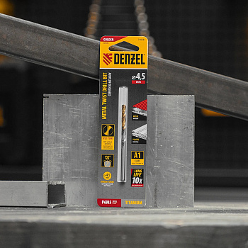 Сверло спиральное по металлу 4,5 x 80мм, Р6М5, Golden Tip // Denzel