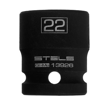 Головка ударная шестигранная, 22 мм, 1/2, CrMo Stels Головка ударная шестигранная, 22 мм, 1/2, CrMo Stels