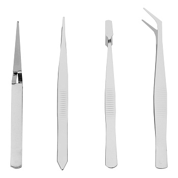 Набор пинцетов из нержавеющей стали, 4 шт, Sparta