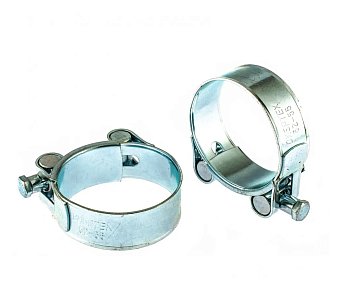 Хомуты металлические, силовые 52-55 мм, ширина 22 мм, шарнирный, W1, 2 шт Сибртех