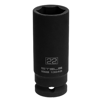 Головка ударная удлиненная шестигранная, 22 мм, 1/2, CrMo Stels