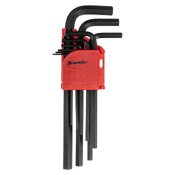 Набор ключей имбусовых HEX, 1.5-10 мм, CrV, 9 шт, удлиненные Matrix Набор ключей имбусовых HEX, 1.5-10 мм, CrV, 9 шт, удлиненные Matrix