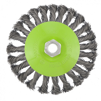 Щетка для УШМ, 125 мм, М14, "тарелка", крученая металлическая проволока Сибртех