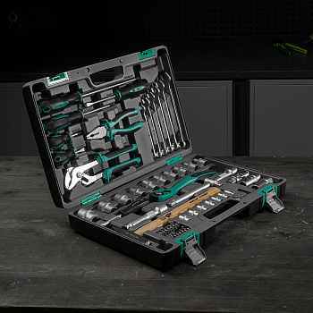 Набор инструментов, 1/2", Cr-V, S2, усиленный кейс, 58 предметов Stels