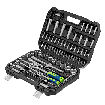 Набор инструментов, 1/2", 1/4", пластиковый кейс, 94 предмета// Сибртех Набор инструментов, 1/2", 1/4", пластиковый кейс, 94 предмета// Сибртех