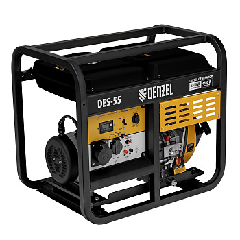 Генератор дизельный DES-55, 5,5 кВт, 230 В, 11 л, ручной стартер Denzel