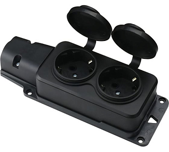 Колодка каучуковая с заземлением Monolit 2 розетки 16А IP54