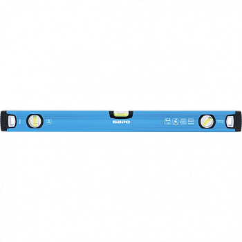 Уровень алюминиевый, 1200 мм, профиль 1,6 мм, фрезерованный, ударопрочные заглушки, 3 глазка Барс