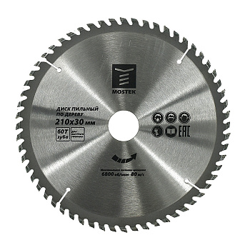 Диск пильный по дереву MosTek 210x30/20 мм, 60Т зуба (25/1)