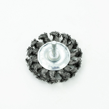 Кордщетка Bohrer дисковая "Колесо" витая жесткая  75 мм (толщ. проволоки 0,5 мм) для дрели (120/10/1)