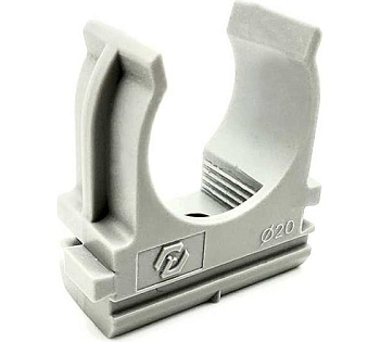 Крепёж-клипса для труб серая d20 мм (100шт/2400шт уп/кор) КрепПак