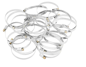 Хомуты металлические, Стандартное болтовое крепление 70-90 мм, 25 штук в упаковке, ширина 9 мм Сибртех