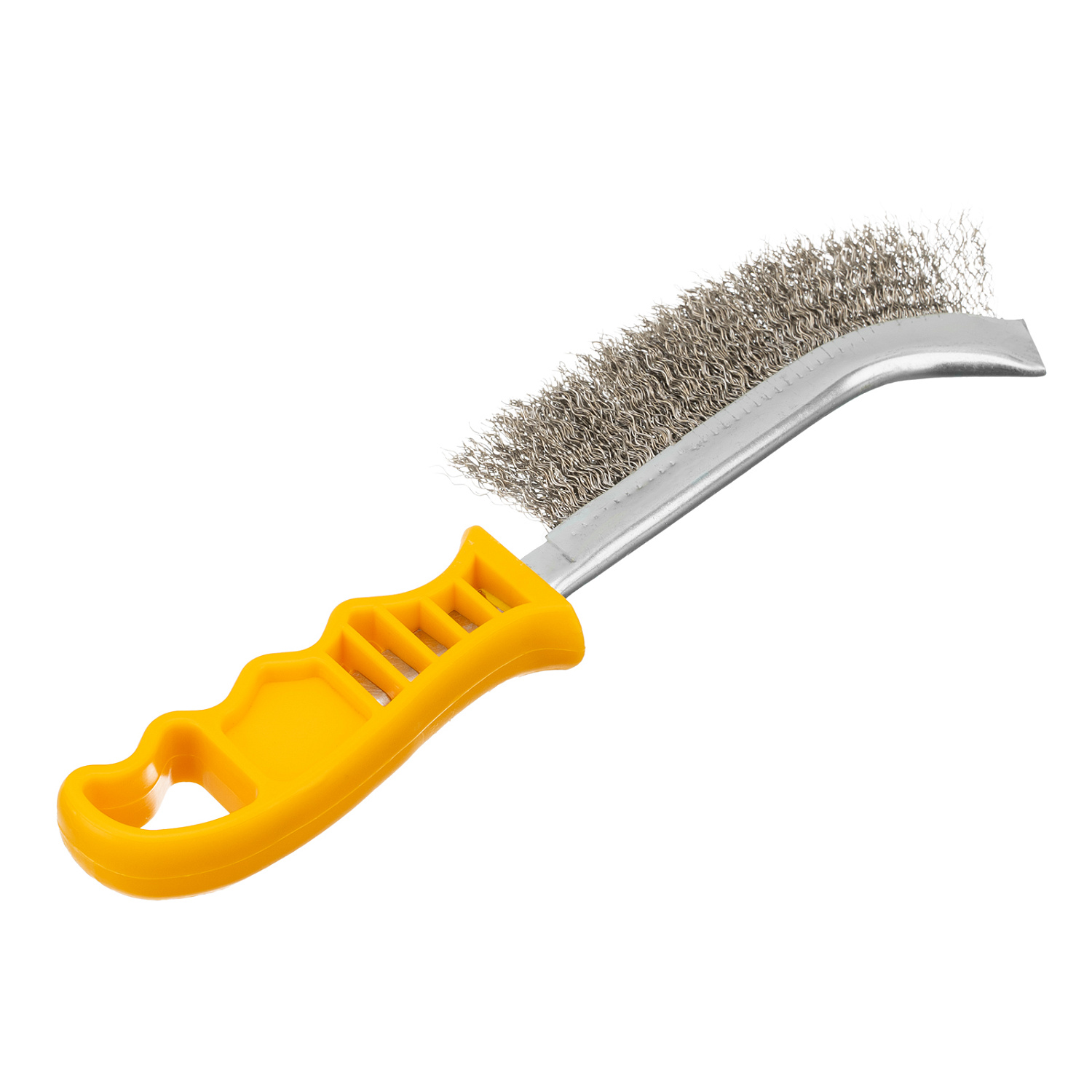 Щетка металлическая с пластмассовой ручкой, нержавеющая проволока// DENZEL