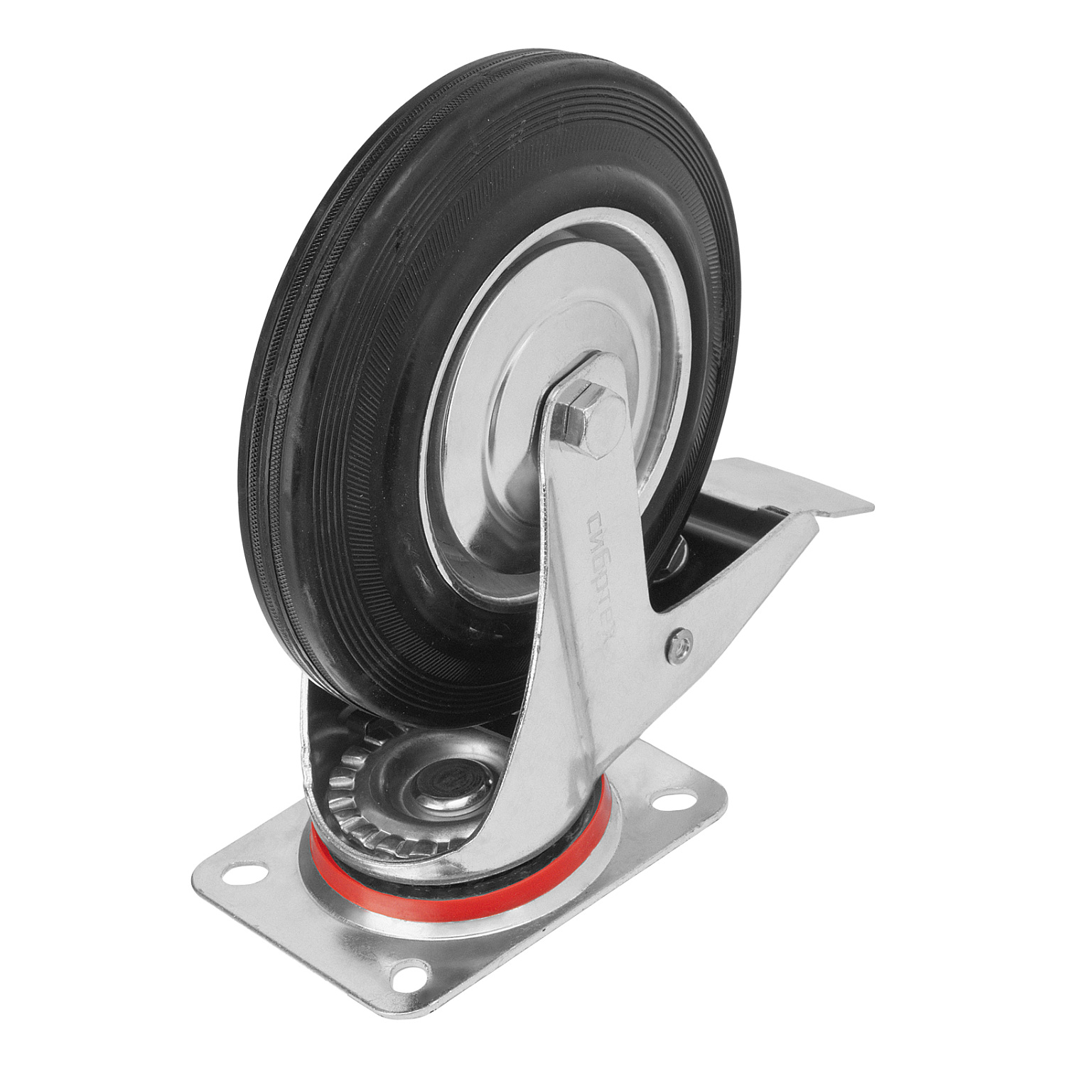 Колесо поворотное с тормозом D 160 мм, крепление  платформенное Сибртех