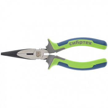 Длинногубцы прямые 160 мм, фосфатирование, трехкомпонентные рукоятки Сибртех
