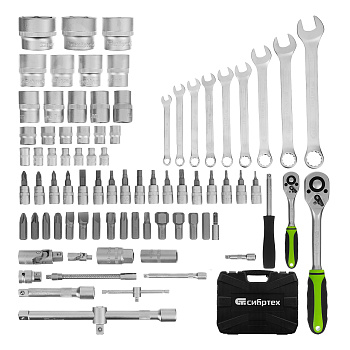 Набор инструмента, 1/2", 1/4", пластиковый кейс, 83 предмета Сибртех