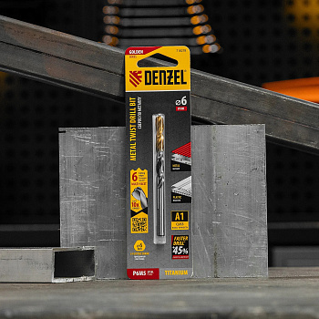 Сверло спиральное по металлу 6 x 93мм, Р6М5, Golden Tip, многогранная заточка// Denzel