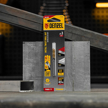 Сверло спиральное по металлу 3 x 61мм, Р6М5, Golden Tip, многогранная заточка, 2шт.// Denzel